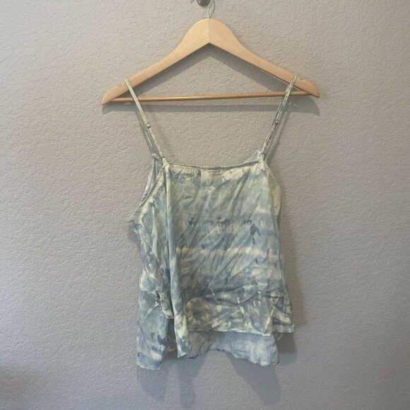 Wild Fable Watercolor Ruffled Cami Green Tank Top Women Large L Blouse - Picture 4 of 6